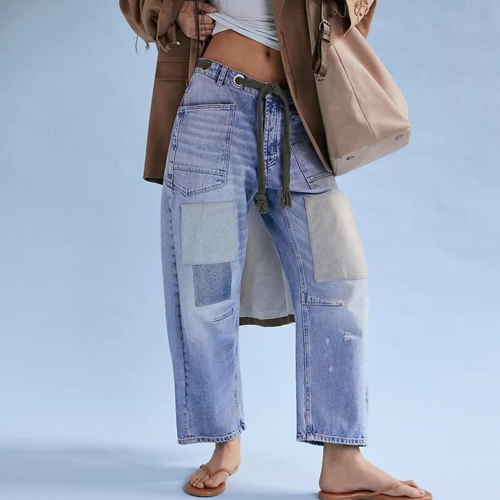 FREE PEOPLE WE THE FREE MOXIE PULL ON BARREL JEANS